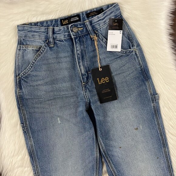 Lee Women's Size 24 Authentic Fade High Rise Dungaree Ankle Denim Jeans - Picture 2 of 10